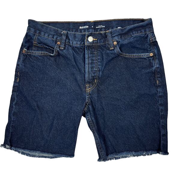 Old Navy Jean Shorts Women's 8 Cutoffs Slouchy Dark Wash Grunge Denim Vacation - Picture 1 of 8
